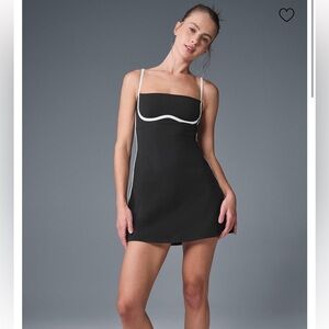 Alo Airbrush Streamlined Dress - Black/White - Size SMALL